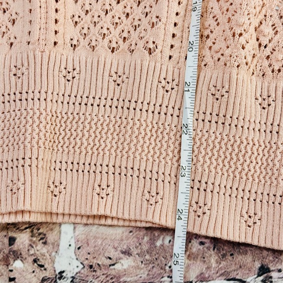 White House Black Market Blush Pointelle V-Neck Knit Sweater Women's Large - Picture 10 of 16